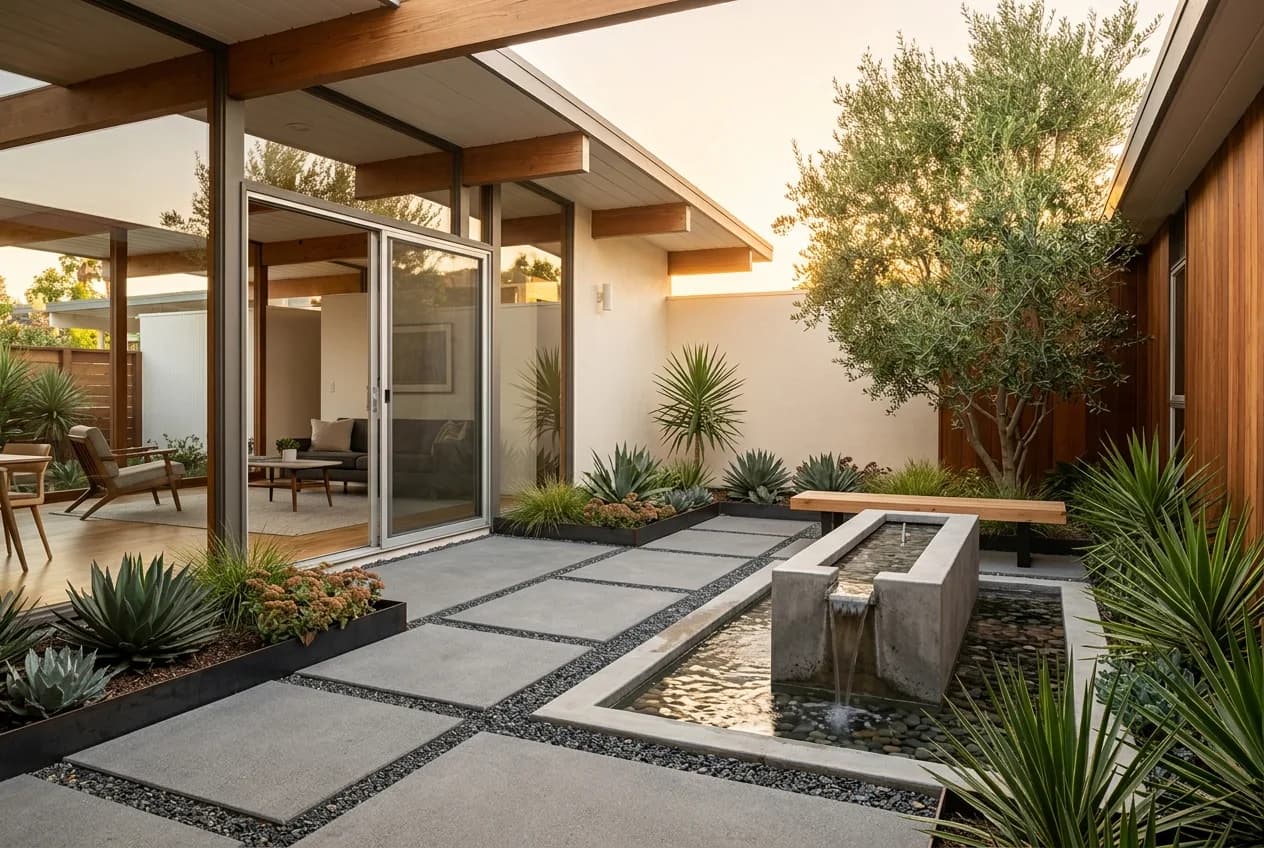 Mid-Century Modern Courtyard Renovation: Maximizing Private Atriums in Orange County
